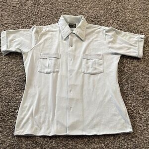 Vintage JCPenney Men's Light Blue Casual Button Down Shirt (M)